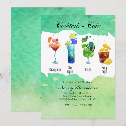 夏のドリンク招待状 招待状 (正面/裏面)