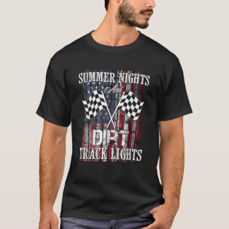 夏のナイトダートトラックライトレーシングモトクロス Tシャツ