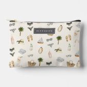 夏のニュートラル パーソナライズド ビーチ ヴァケーション アクセサリーポーチ (正面)