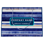 夏のネイビーブルー モダン ボート ストライプ コレクション ラージペーパーバッグ (正面)