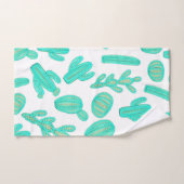 夏のネオンティール(緑がかった色)の緑の熱帯サボテンの植物 ハンドタオル (ハンドタオル)