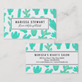 夏のネオンティール(緑がかった色)の緑の熱帯サボテンの植物 名刺 (正面/裏面)