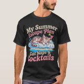 夏のネコ: たっぷり昼寝とカクテル・エスケーププラン Tシャツ (正面)