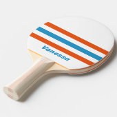 夏のノスタルジックなストライプ ネーム入り 卓球ラケット (正面アングル)