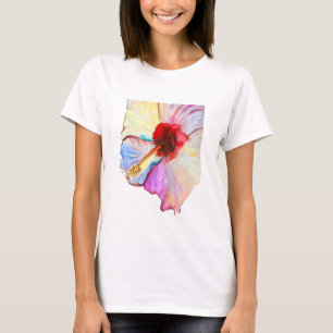 夏のハイビスカスの水彩画 Tシャツ