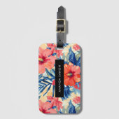 夏のハイビスカスフラワートロピカルパタかわいらしーン ラゲッジタグ (正面縦)