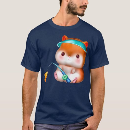 夏のハムスター魚釣りと魚をキャッチ – Tシャツ (正面)