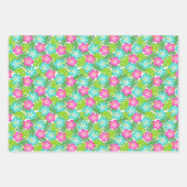 夏のハワイアン熱帯ハイビスカスフルーツ&バード ラッピングペーパーシート (正面2)