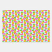 夏のハワイアン熱帯ハイビスカスフルーツ&バード ラッピングペーパーシート (正面)