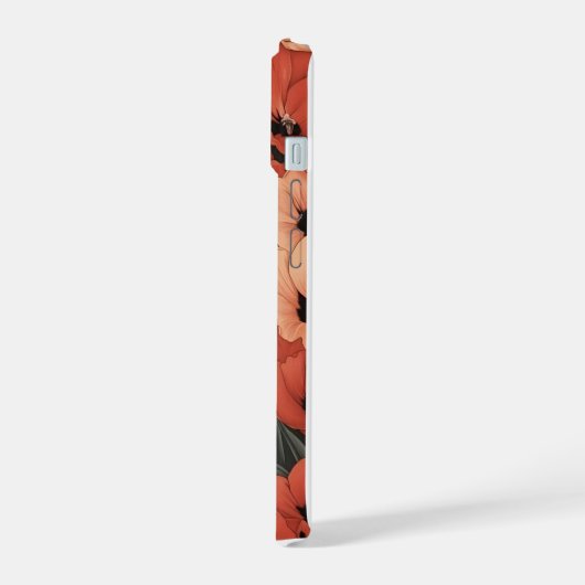 夏のバイブパーソナライズされたキュートフローラ黒猫 iPhone 15ケース (左側面)