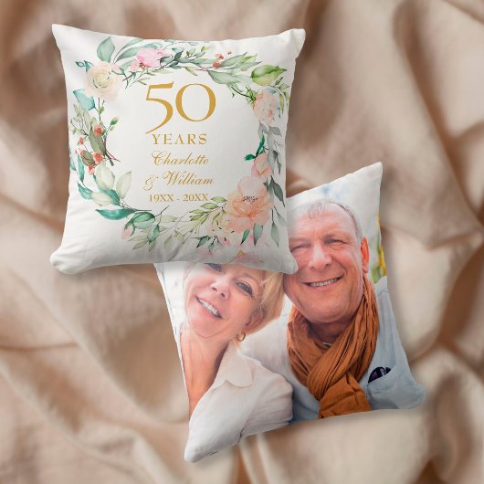 夏のバラのリース 50周年記念フォト クッション