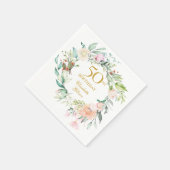 夏のバラの花輪 50歳の誕生日 スタンダードカクテルナプキン (角)