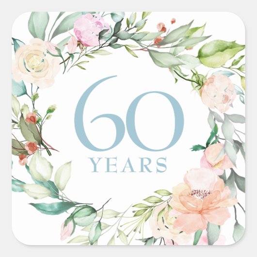 夏のバラの花輪 60th / 75th 周年記念 スクエアシール (正面)