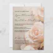 夏のバラエレガントな結婚式とRSVP 招待状 (正面)