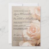 夏のバラエレガントな結婚式とRSVP 招待状 (正面)