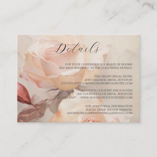 夏のバラエレガントな結婚式 エンクロージャーカード (正面)