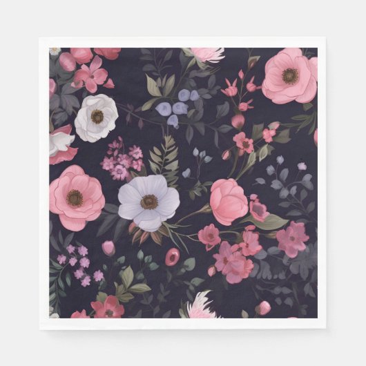 夏のバラオンブラック スタンダードランチョンナプキン (正面)