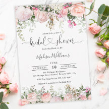 夏のバラガーデンフローラブライダルシャワー招待