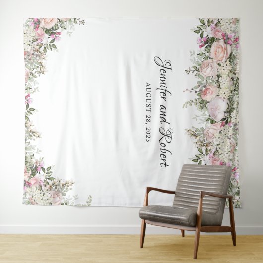 夏のバラガーデンフローラ写真の背景 タペストリー (インサイチュ(横))