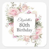 夏のバラガーデンフローラ誕生日と年齢 スクエアシール (正面)