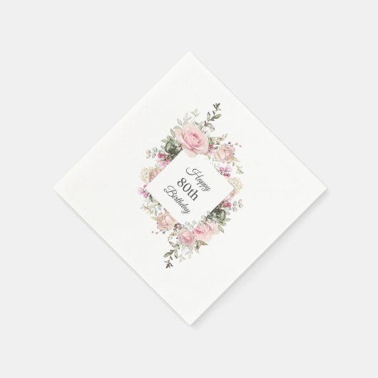 夏のバラガーデンフローラ誕生日と年齢 スタンダードカクテルナプキン (角)