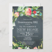 夏のバラガーデン素朴な新しいホームバーク 招待状 (正面)