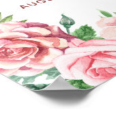 夏のバラ庭園の結婚式歓迎サイン ポスター (角)