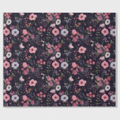 夏のバラ模様（黒） ラッピングペーパー (フラット)