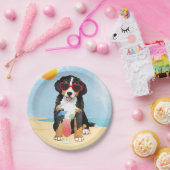 夏のバーニーズ・マウンテン・ドッグ ペーパープレート (パーティー)