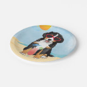 夏のバーニーズ・マウンテン・ドッグ ペーパープレート (アングル)