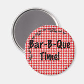 夏のバーベキューピクニックオンレッドテーブルクロス マグネット (正面/裏面)