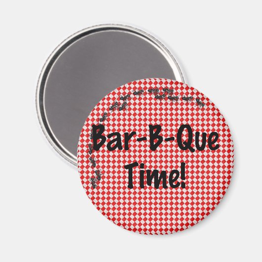 夏のバーベキューピクニックオンレッドテーブルクロス マグネット (正面/裏面)