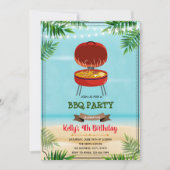 夏のバーベキュー誕生日パーティーの招待 招待状 (正面)