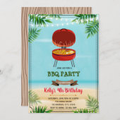 夏のバーベキュー誕生日パーティーの招待 招待状 (正面/裏面)