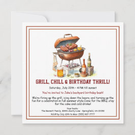 夏のバーベキュー誕生日招待状 ビール バックヤード シーズンカード