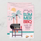 夏のバーベキュー 招待状 (正面/裏面)