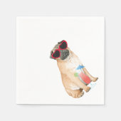 夏のパグ スタンダードカクテルナプキン (正面)