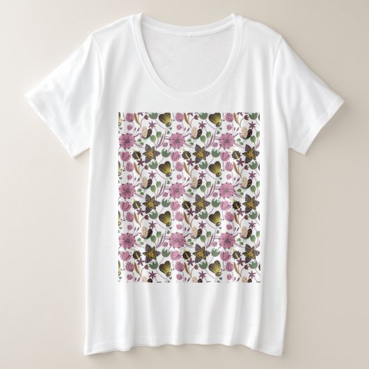 夏のパターン プラスサイズTシャツ (デザイン正面)