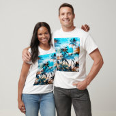 夏のパターン、熱帯の木、空。 Tシャツ (ユニセックス)