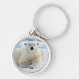 夏のパックアイスの上の成年のホッキョクグマ キーホルダー