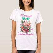 夏のパラダイスのフラミンゴ  Tシャツ (正面)