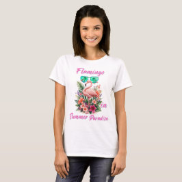 夏のパラダイスのフラミンゴ  Tシャツ