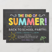 夏のパーティの招待状の新学期の端 招待状 (正面/裏面)