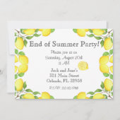 夏のパーティの招待状の水彩画レモン端 招待状 (正面)