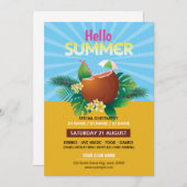 夏のパーティの招待状テンプレート 招待状 (正面/裏面)