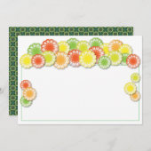 夏のパーティの招待状黄色い|またはオレンジまたはライムのデイジー 招待状 (正面/裏面)