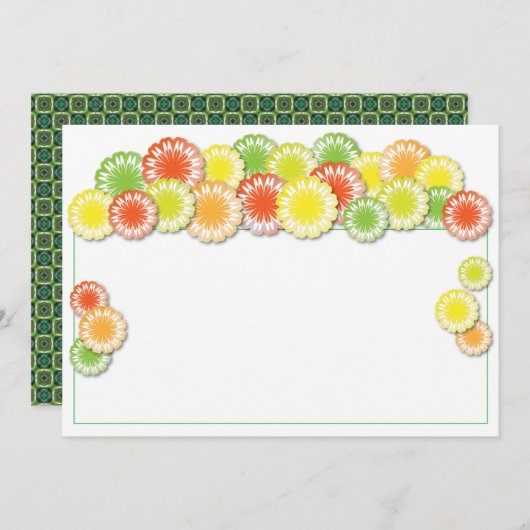 夏のパーティの招待状黄色い|またはオレンジまたはライムのデイジー 招待状 (正面/裏面)