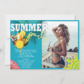 夏のパーティーおもしろいデザイン 招待状 (正面)