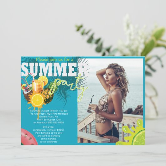 夏のパーティーおもしろいデザイン 招待状 (スタンド正面)