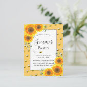 夏のパーティーでこぼこミツバチひまわり裏庭バーベキュー ポストカード (スタンド正面)